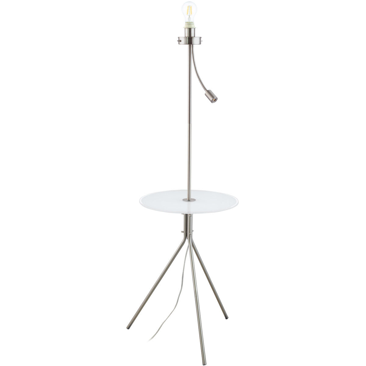 Policara 62.8 inch 60 watt Matte Nickel and White with Clear Floor Lamp Portable Light