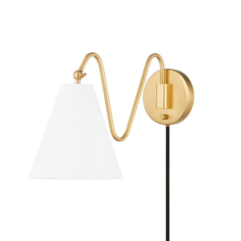Onda 1 Light Aged Brass Plug-In Sconce Wall Light