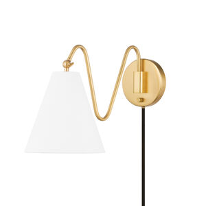 Onda 1 Light Aged Brass Plug-In Sconce Wall Light