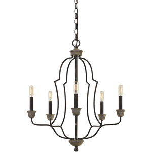 Lebrija 5 Light 24 inch Textured Bronze Chandelier Ceiling Light