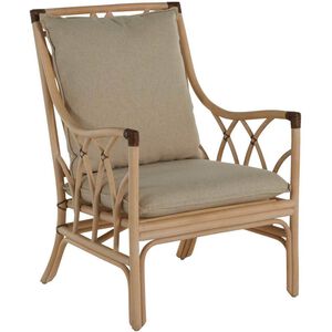 Milano Natural Rattan / Vienna Custard / Black Leather Occasional Chair