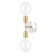 Chloe 2 Light 5 inch Aged Brass Wall Sconce Wall Light