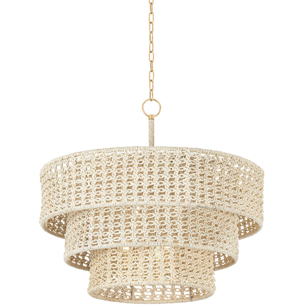Yorkhill 6 Light 32 inch Vintage Gold Leaf Pendant Ceiling Light