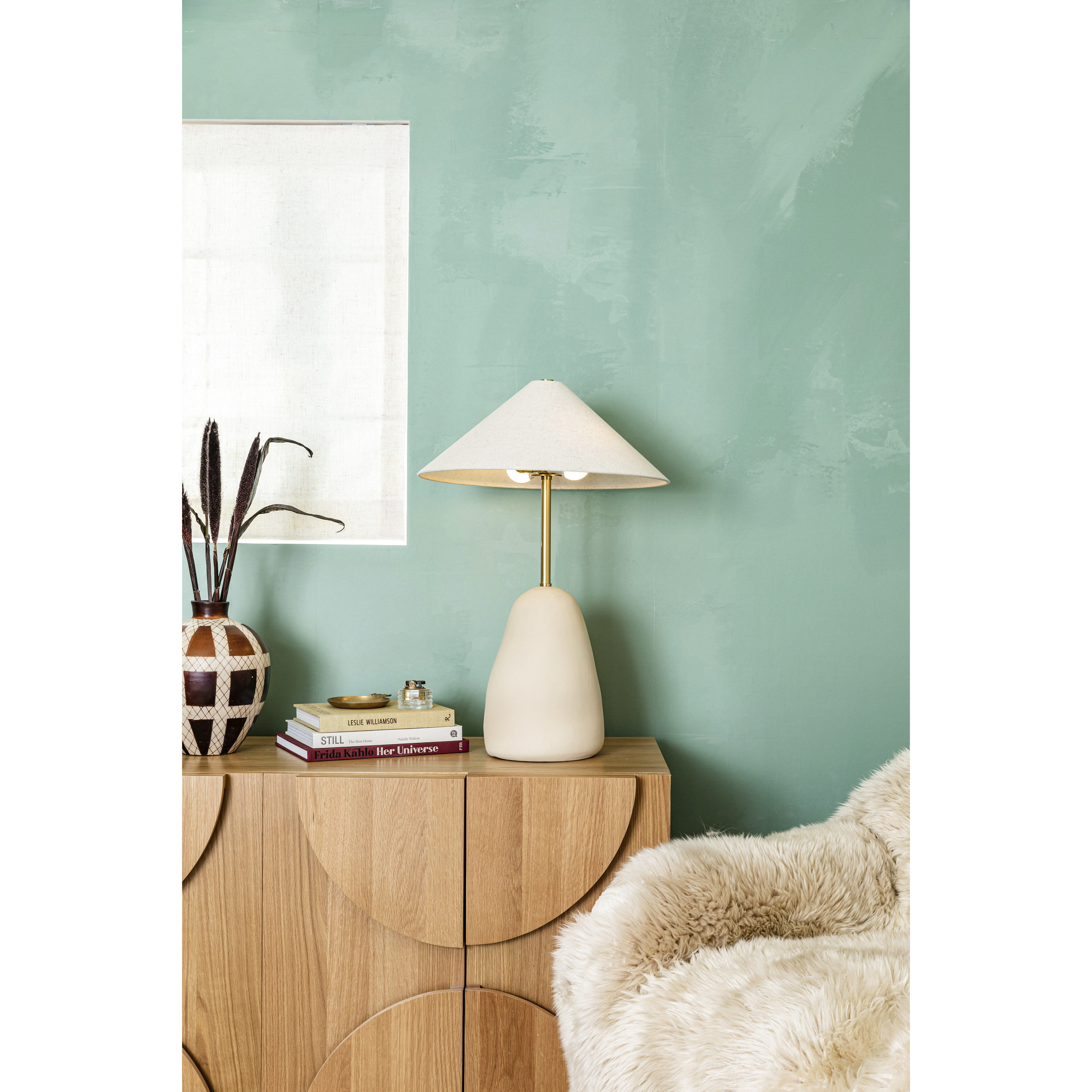 Maia 25 inch 60.00 watt Aged Brass/Ceramic Textured Beige Table Lamp Portable Light