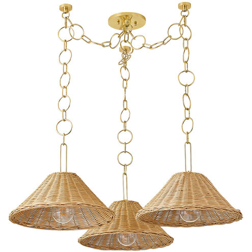 Dalia 3 Light 38.5 inch Aged Brass Chandelier Ceiling Light