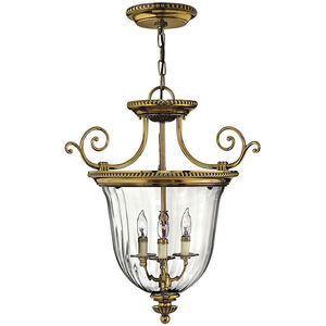 Cambridge 3 Light 21.25 inch Burnished Brass Indoor Foyer Pendant Ceiling Light, Convertible to Semi-Flush