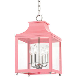 Leigh 4 Light 12 inch Polished Nickel and Pink Pendant Ceiling Light