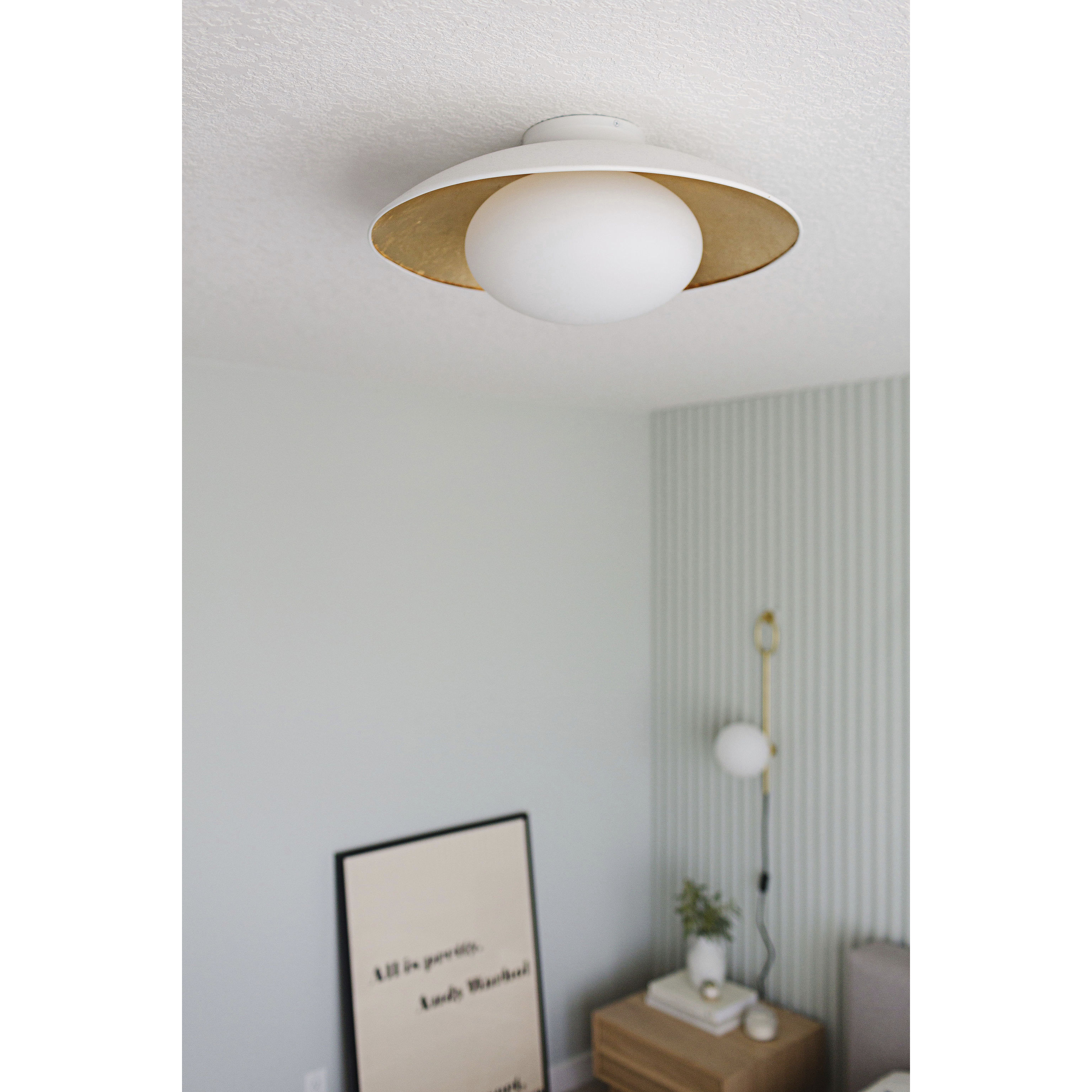 Cadence 1 Light 21 inch White Lustro / Gold Leaf Combo Semi Flush Ceiling Light