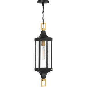 Glendale 1 Light 6.5 inch Matte Black with Burnished Brass Accents Outdoor Hanging Lantern