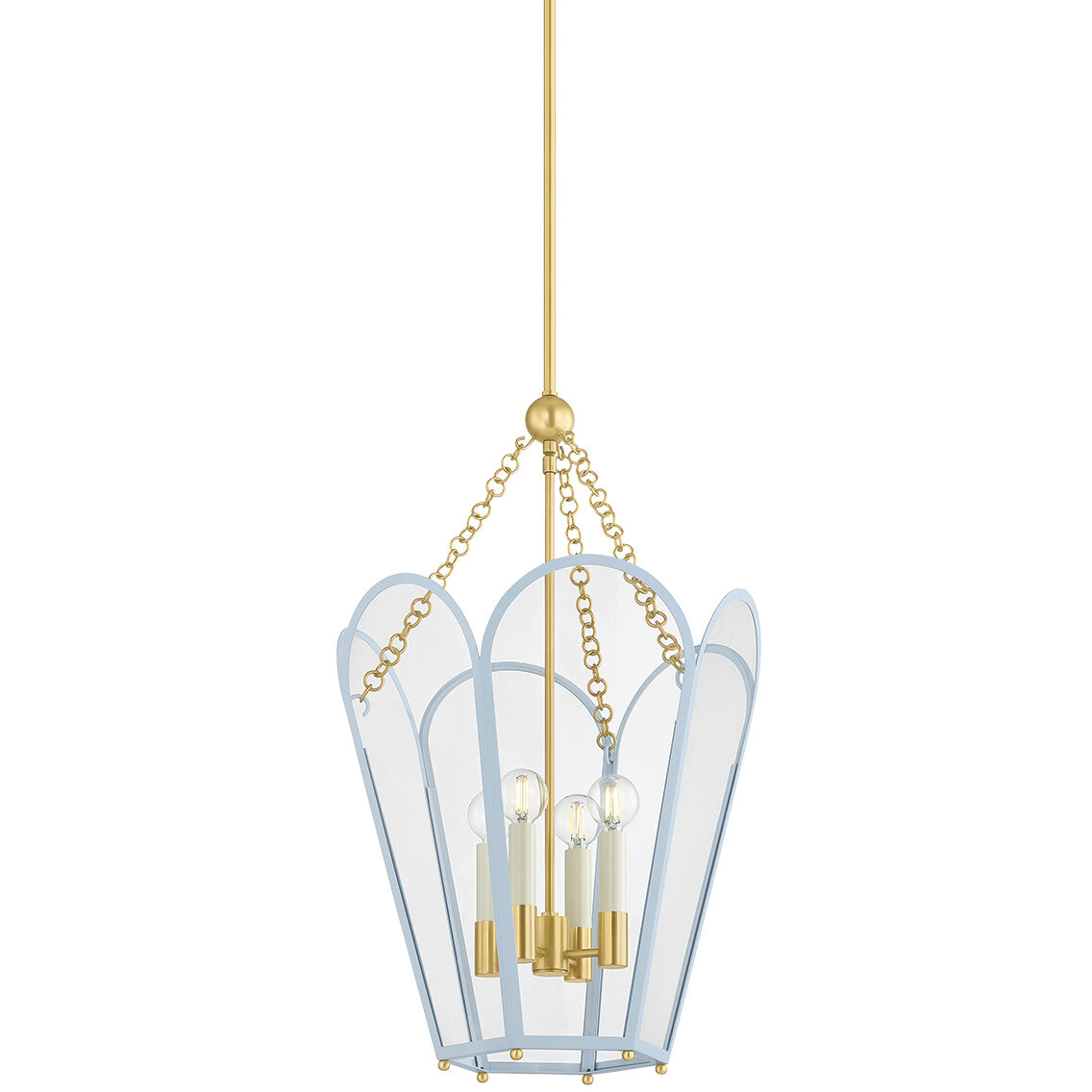 Clarisse 4 Light 16 inch Aged Brass and Soft Arctic Blue Lantern Ceiling Light