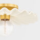 Tinsley 1 Light 12 inch Aged Brass/Ceramic Gloss Cream Flush Mount Ceiling Light