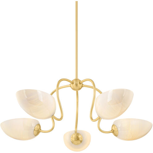 Reva 5 Light 34 inch Aged Brass Chandelier Ceiling Light