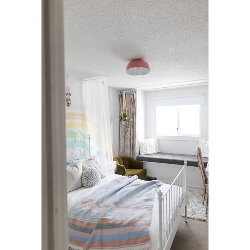 Avery 1 Light 14 inch Aged Brass Semi Flush Ceiling Light in Pink Metal