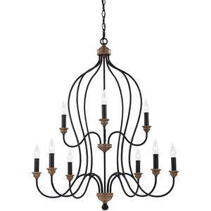 Hartsville 9 Light 30.75 inch Dark Weathered Zinc / Weathered Oak Chandelier Ceiling Light