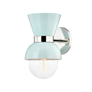 Gillian 1 Light 6 inch Polished Nickel/Ceramic Gloss Robins Egg Blue Wall Sconce Wall Light in Polished Nickel/Gloss Robins Egg Blue