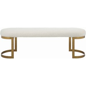Infinity Antique Gold Leaf and Natural Faux Shearling Bench