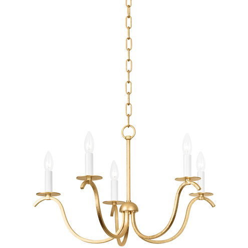 Jaclin 5 Light 25.75 inch Gold Leaf Chandelier Ceiling Light
