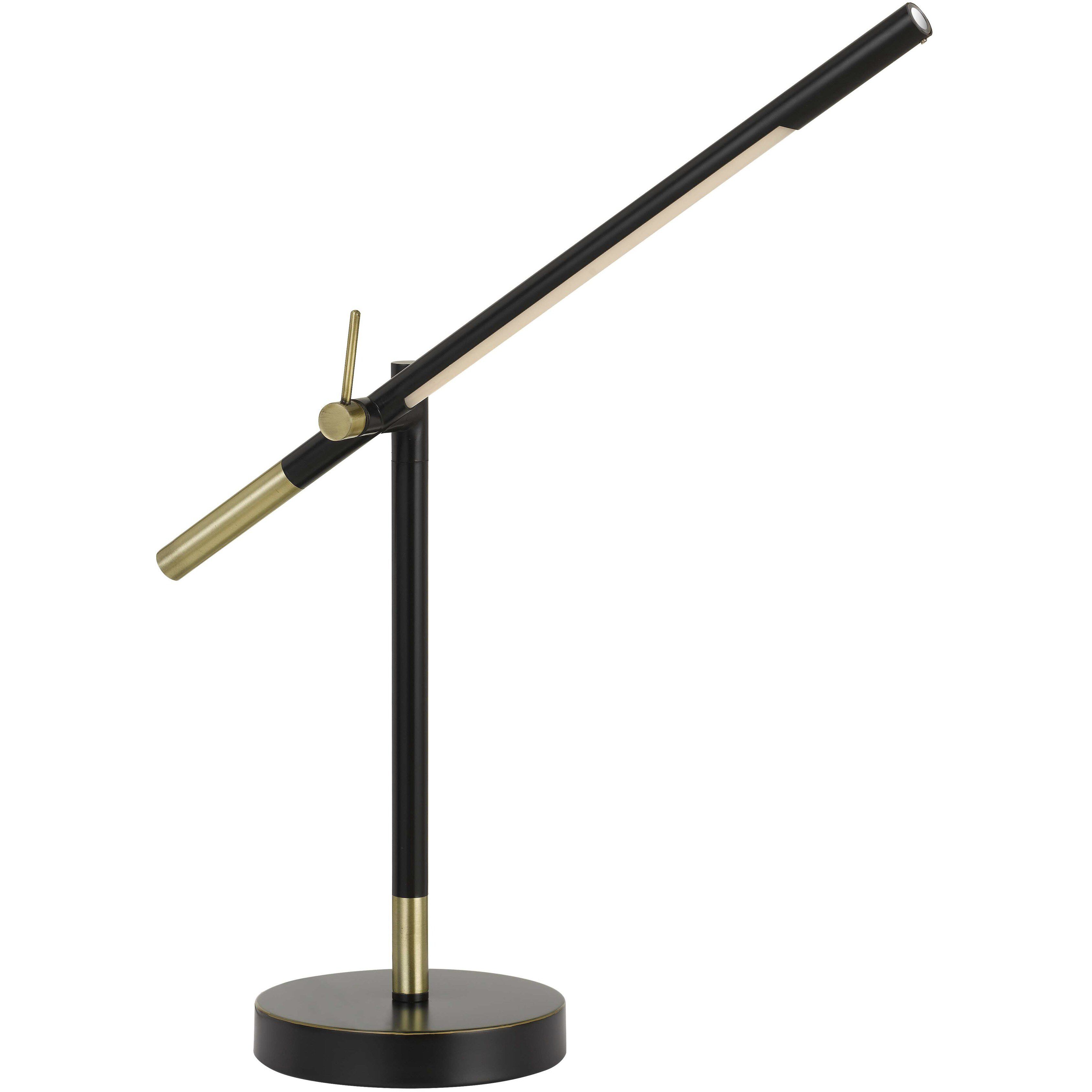 Virton 27 inch 10 watt Black and Antique Brass Desk Lamp Portable Light, Tubular