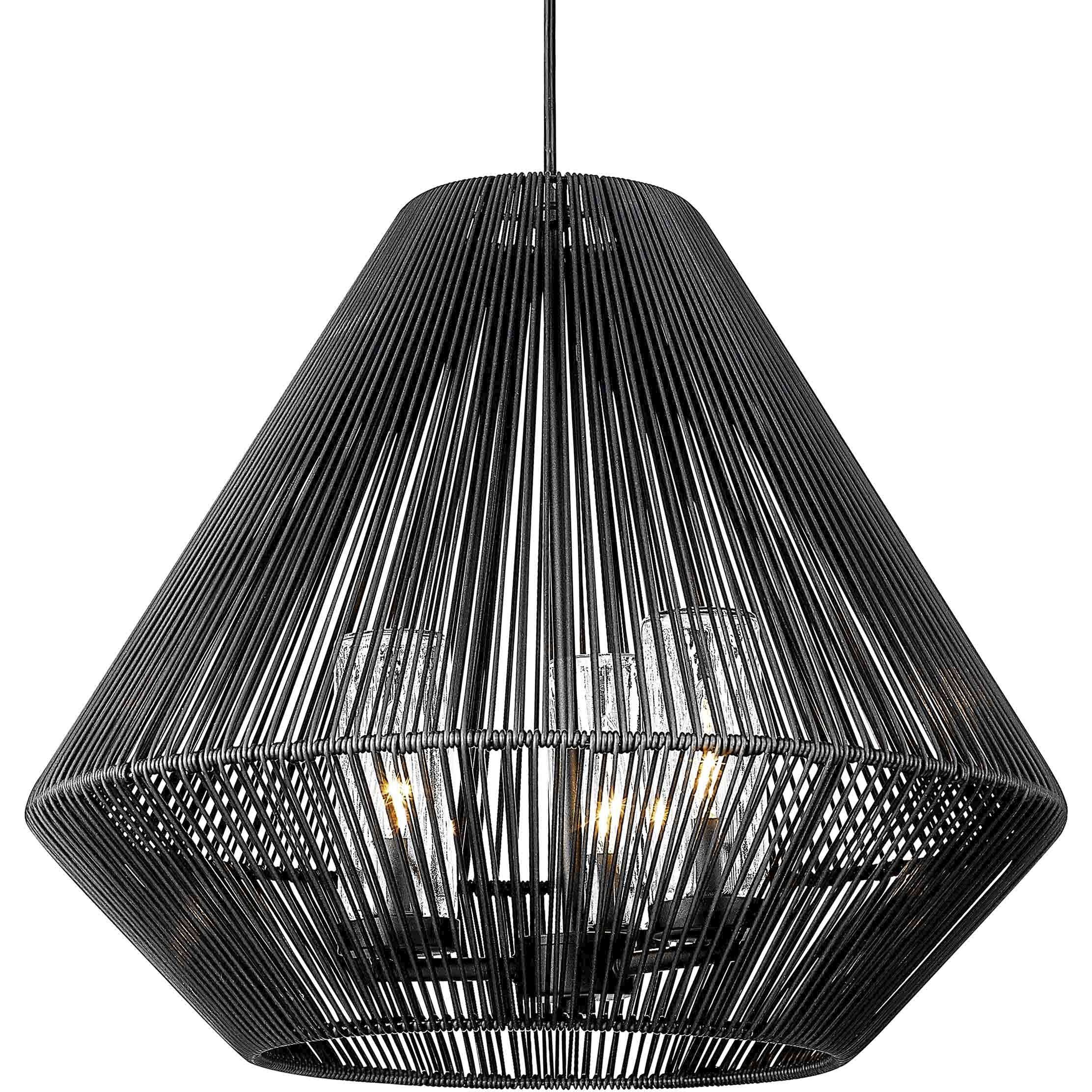 Valentina 3 Light 20.75 inch Natural Black Outdoor Pendant