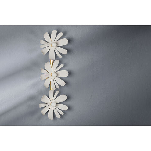 Twiggy 3 Light 12 inch Aged Brass/Textured White Combo Vanity Light Wall Light