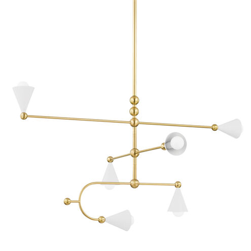 Hikari 6 Light 43 inch Aged Brass/Soft White Chandelier Ceiling Light