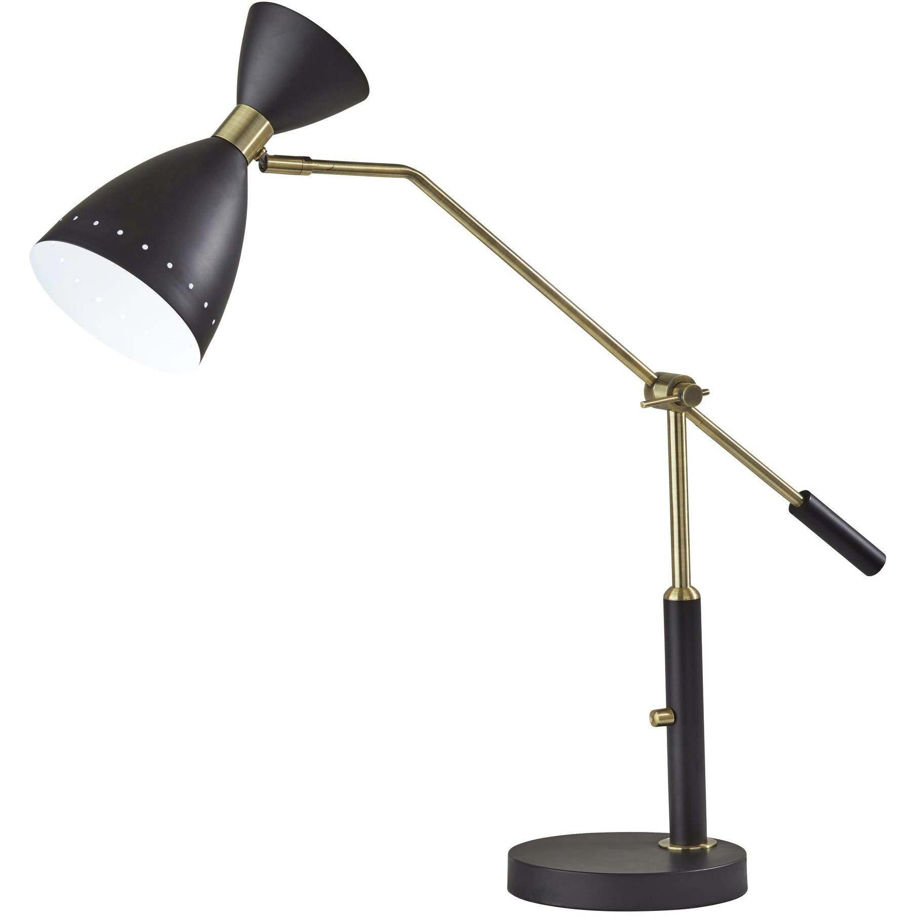Oscar 32 inch 40.00 watt Black with Antique Brass Adjustable Desk Lamp Portable Light