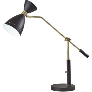 Oscar 32 inch 40.00 watt Black with Antique Brass Adjustable Desk Lamp Portable Light