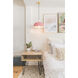 Avery 1 Light 14 inch Aged Brass Pendant Ceiling Light in Pink Metal