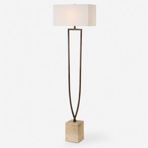 Fork In The Road 64 inch 150.00 watt Warm Dark Bronze and Beige Travertine Floor Lamp Portable Light