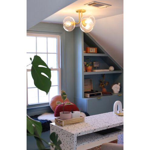 Margot 3 Light 20 inch Aged Brass Semi Flush Ceiling Light