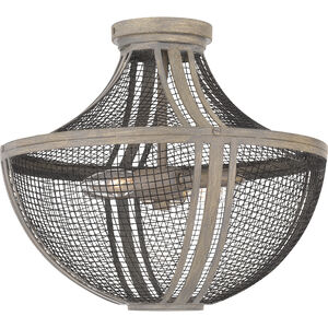 Hallie 2 Light 15.25 inch Distressed Grey Wood Semi-Flush Mount Ceiling Light, Medium