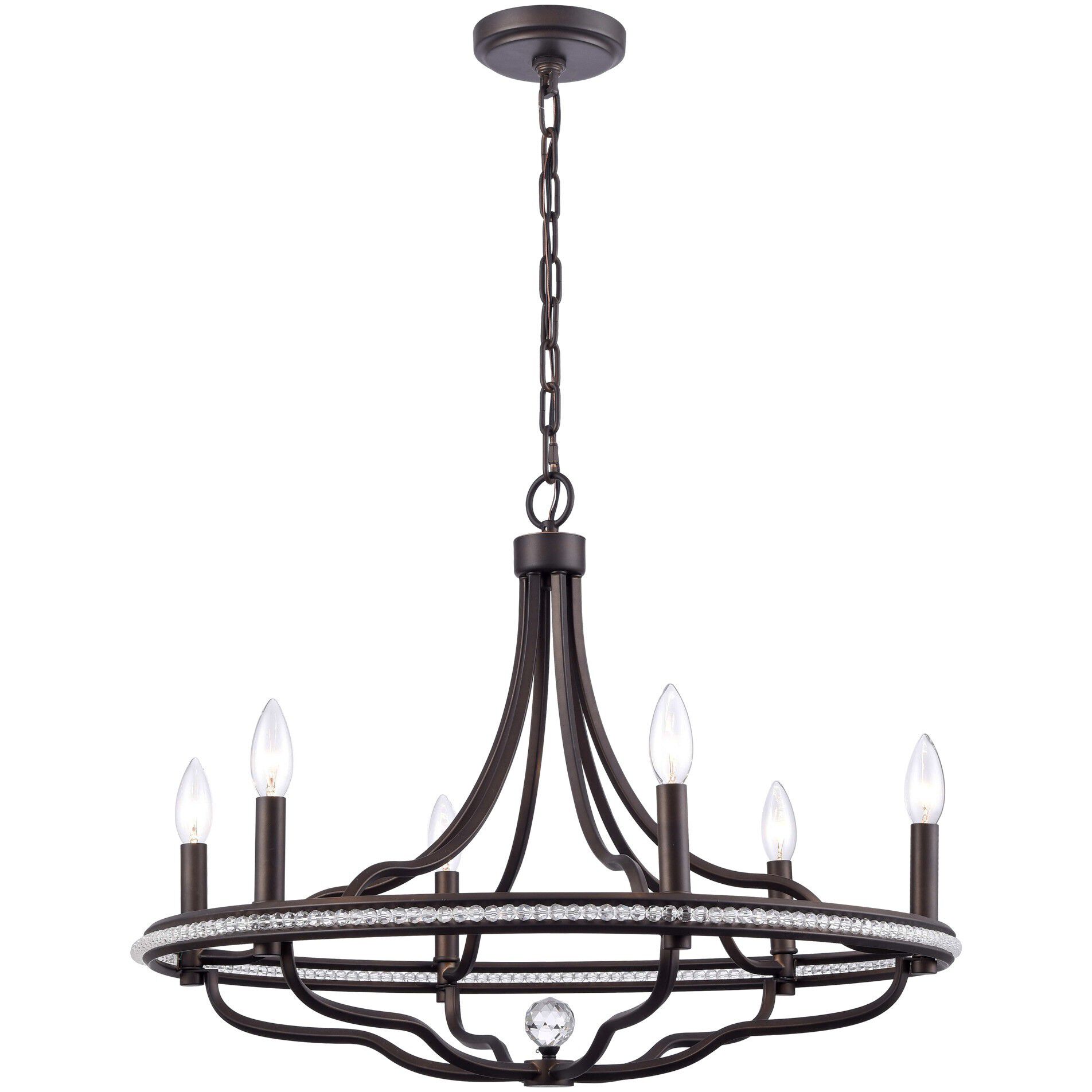 Tuscan 6 Light 26 inch Dark Bronze Chandelier Ceiling Light, Converts to Semi Flush