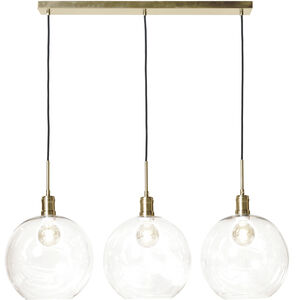 Luca 3 Light 37.5 inch Polished Brass and Clear Pendant Ceiling Light