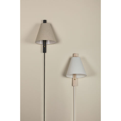 Ellen 1 Light Aged Brass/Wood Charred Ash Plug-In Sconce Wall Light