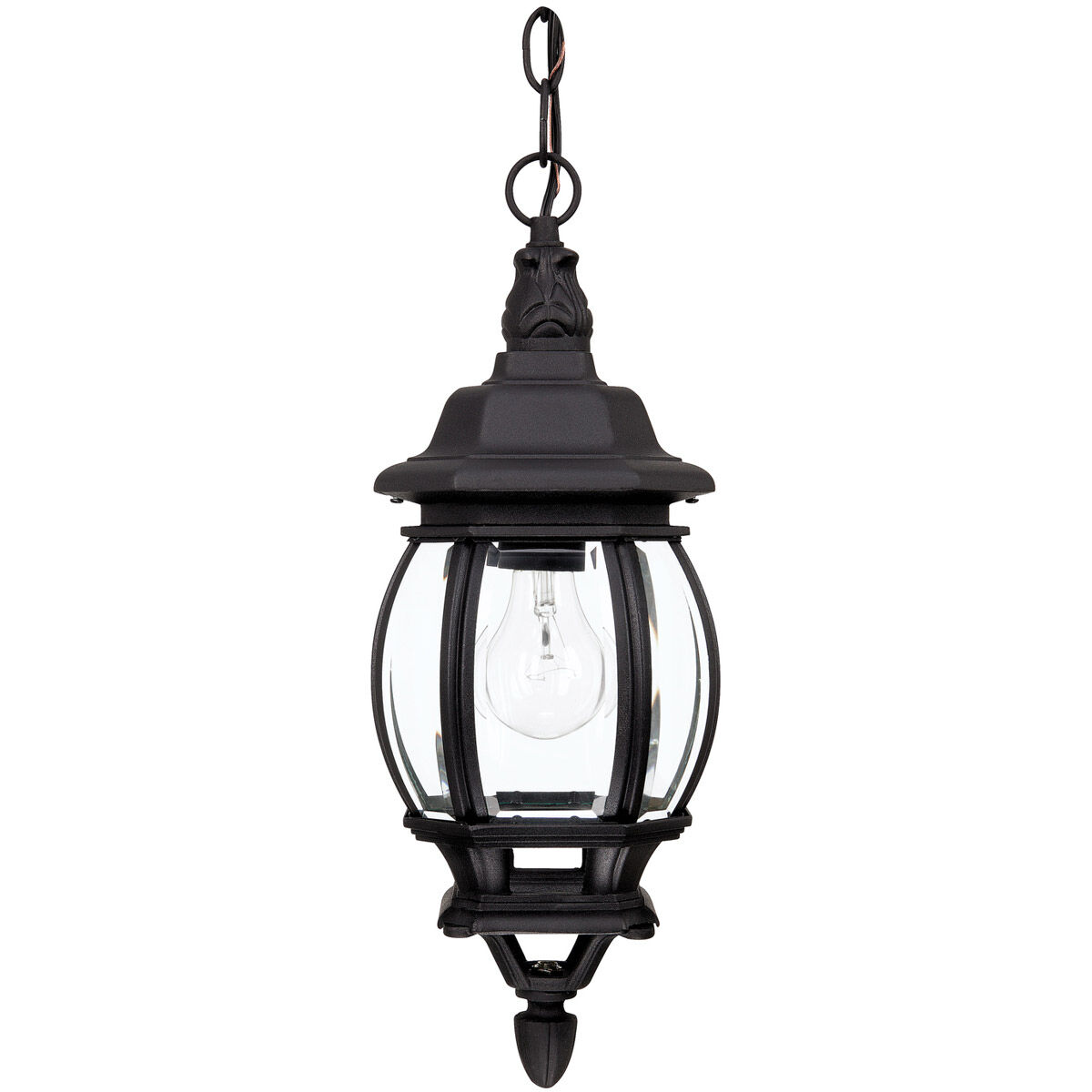 French Country 1 Light 7 inch Black Outdoor Hanging Lantern
