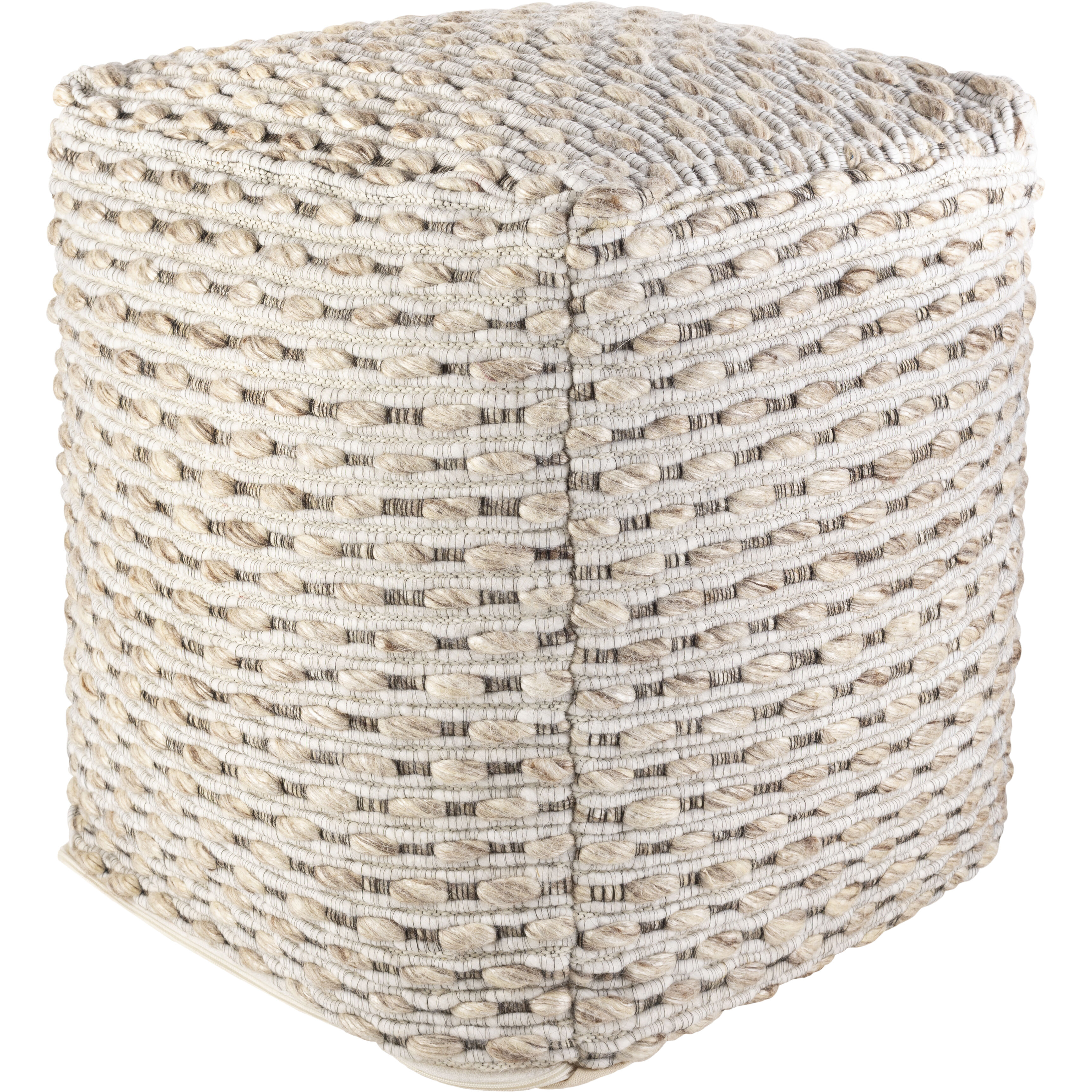 Lanier 18 inch Light Beige Pouf, Cube