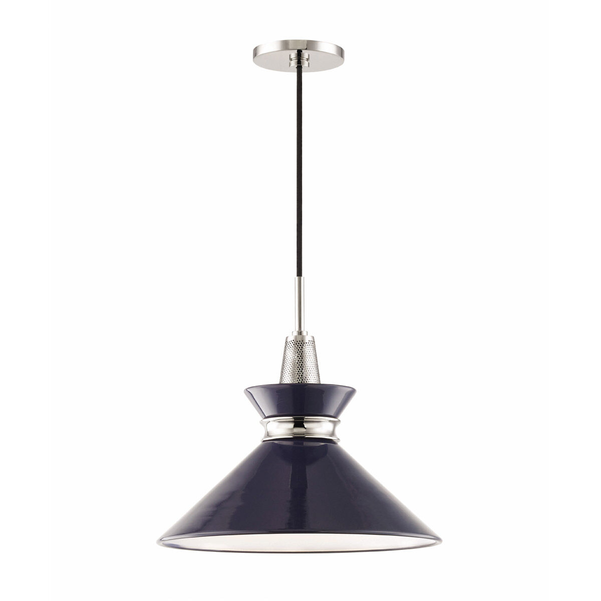 Kiki 1 Light 14 inch Polished Nickel Pendant Ceiling Light in Navy Metal