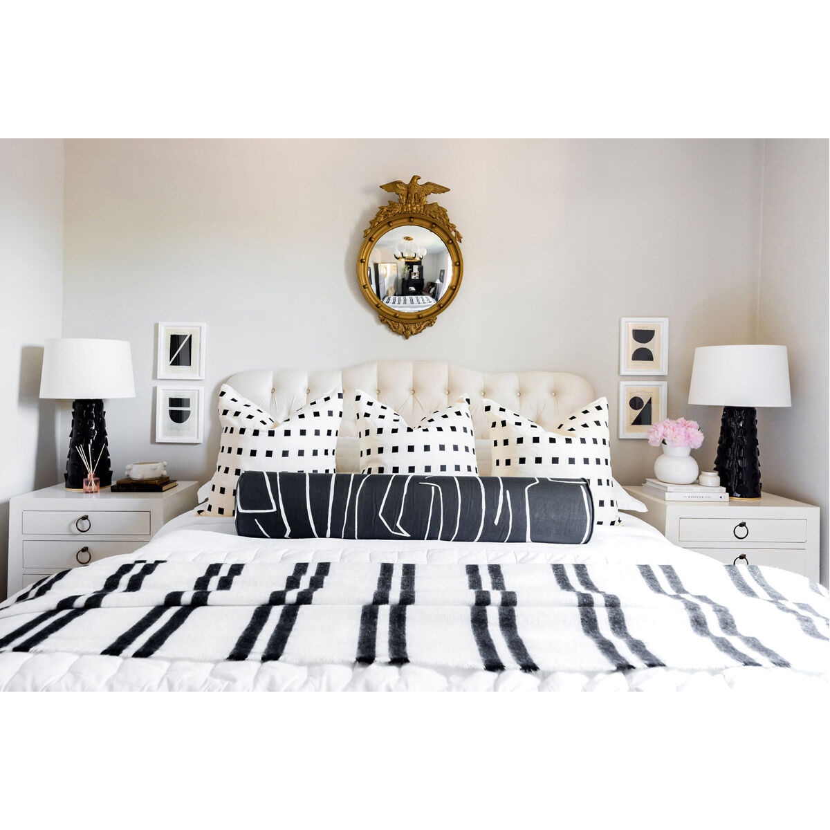 Naomi 27 inch 75 watt Black Lustro / Gold Leaf Combo Table Lamp Portable Light