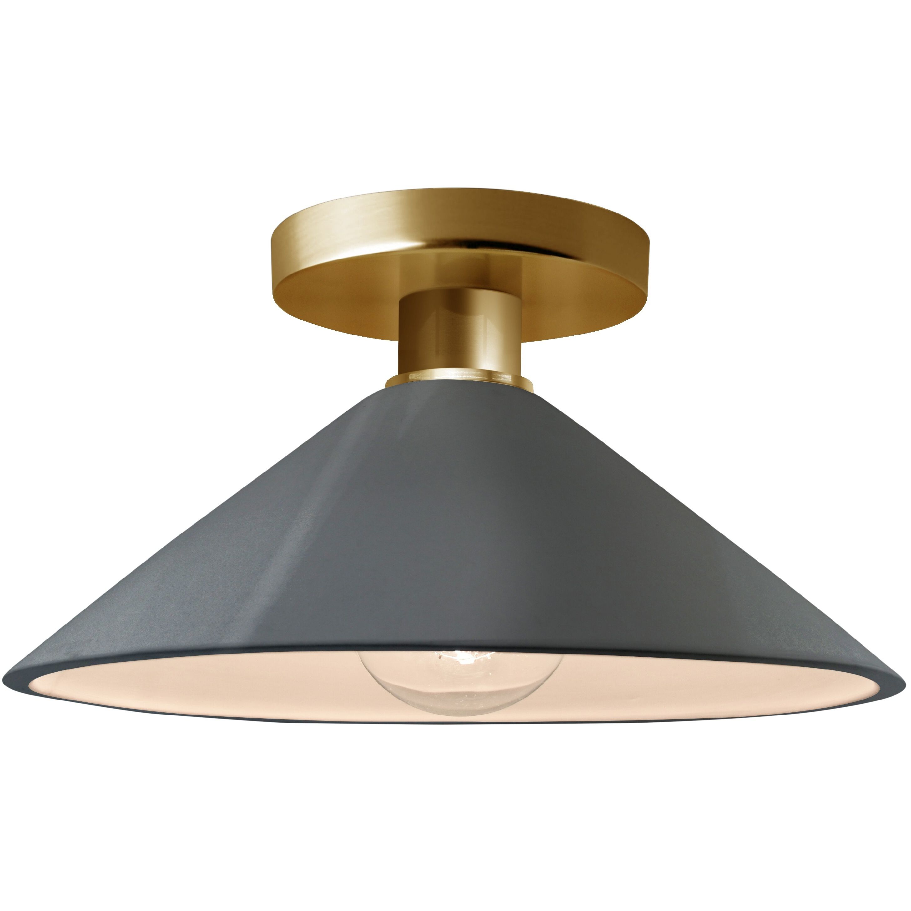 Radiance LED 11.75 inch Gloss Grey and Polished Brass Semi Flush Ceiling Light