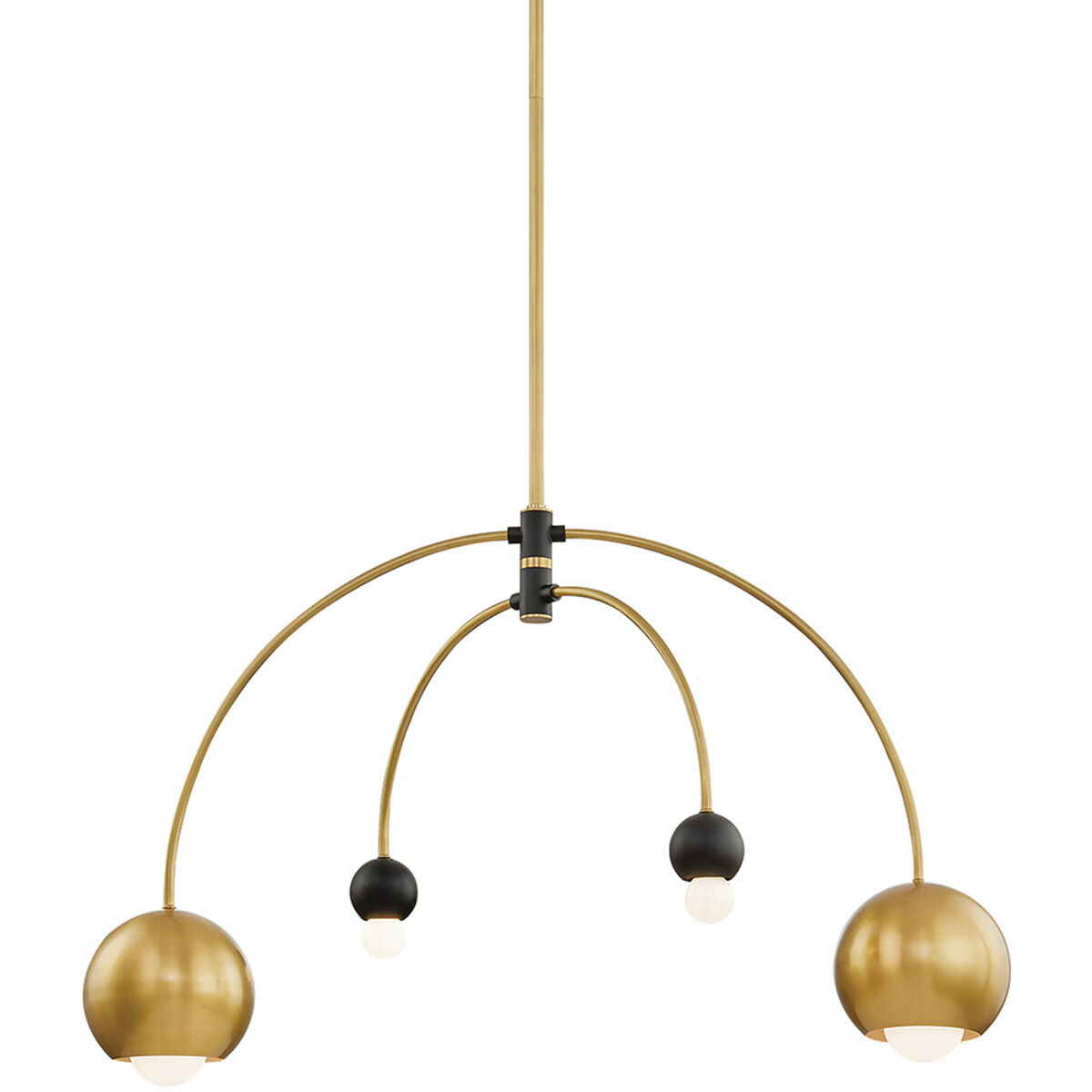 Willow 2 Light 38 inch Aged Brass / Black Chandelier Ceiling Light