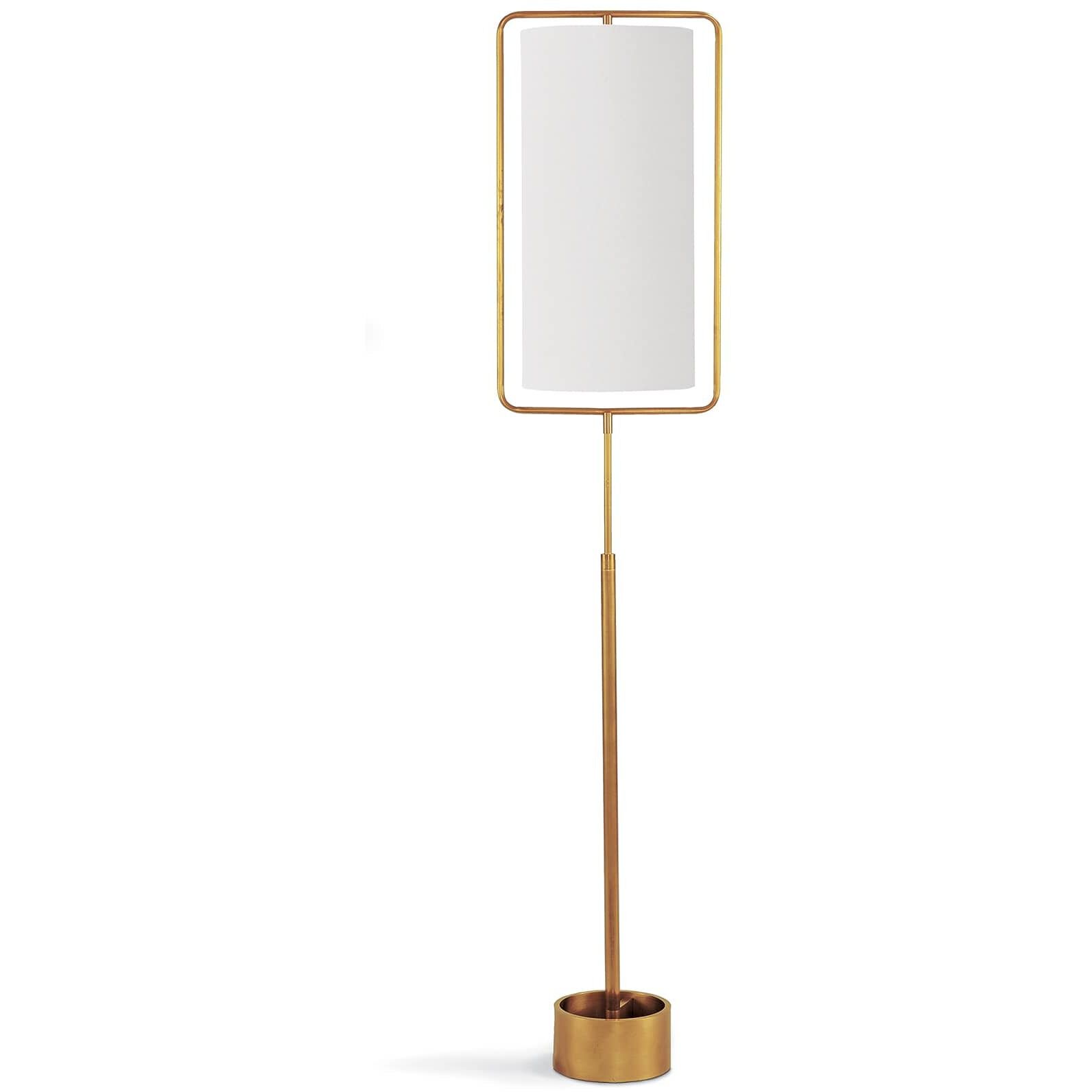 Geo 70 inch 100.00 watt Natural Brass Floor Lamp Portable Light, Rectangle
