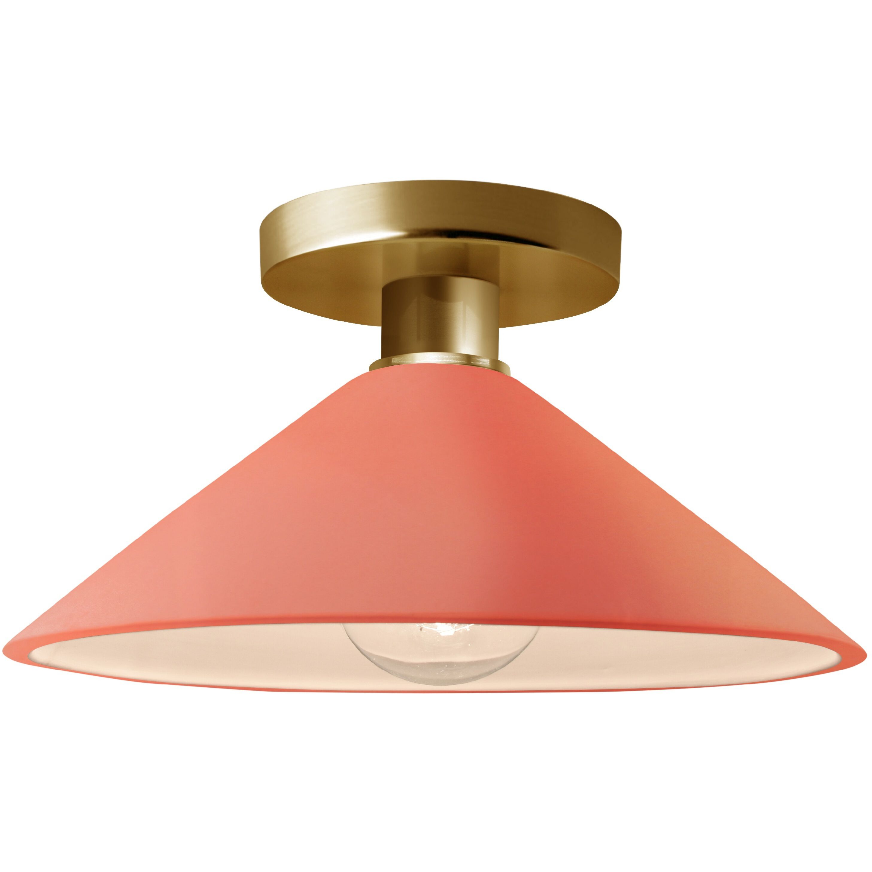 Radiance 1 Light 11.75 inch Gloss Blush and Polished Brass Semi Flush Ceiling Light