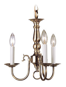 Williamsburgh 3 Light 14 inch Antique Brass Mini Chandelier Ceiling Light