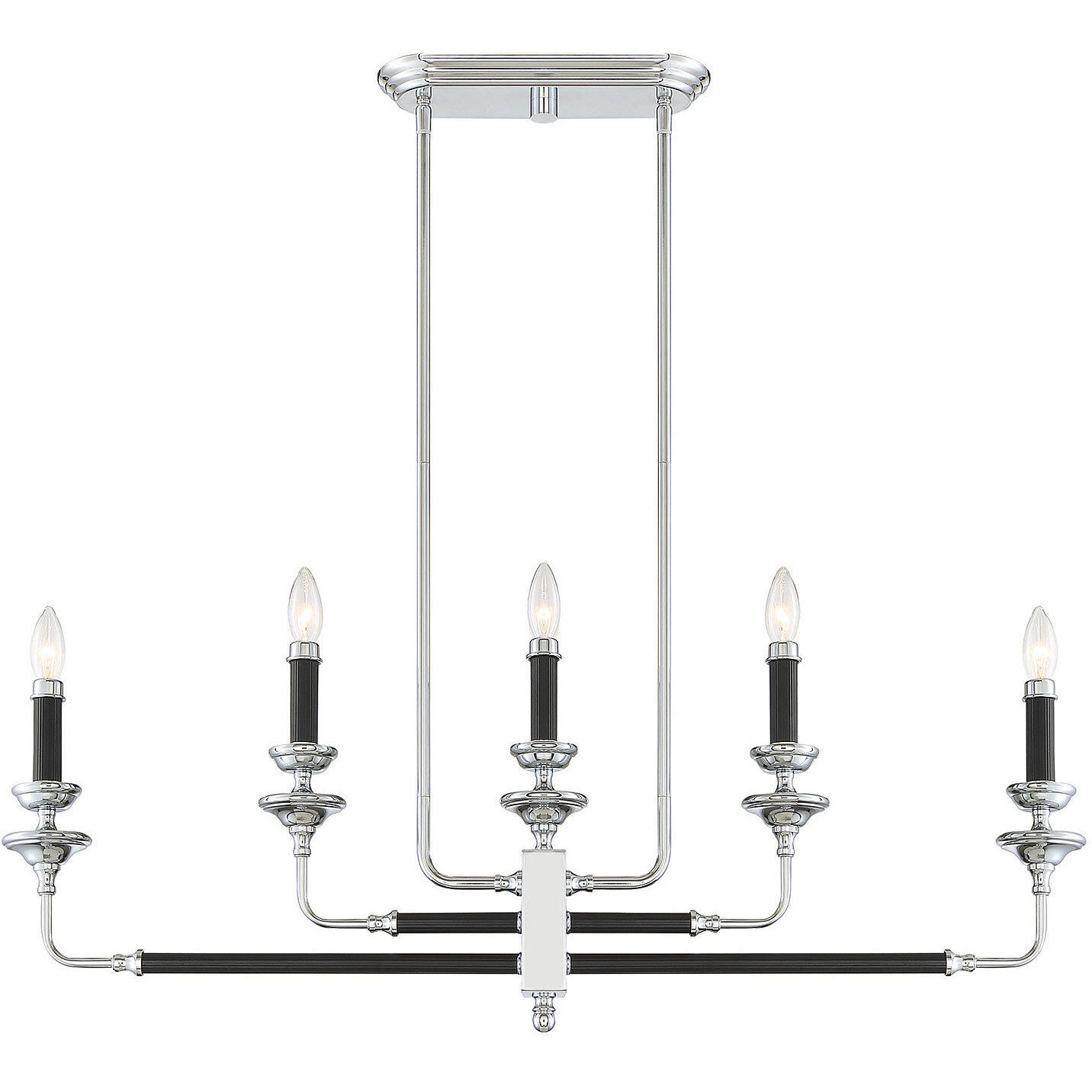 Davidson 5 Light 37 inch Black and Chrome Linear Chandelier Ceiling Light