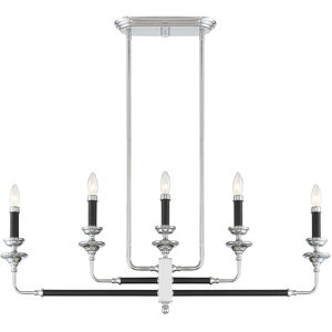 Davidson 5 Light 37 inch Black and Chrome Linear Chandelier Ceiling Light