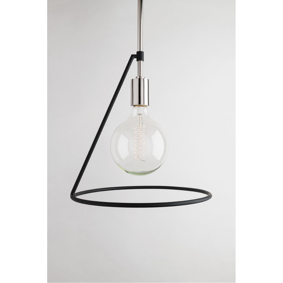 Dana 1 Light 11.75 inch Polished Nickel and Black Pendant Ceiling Light