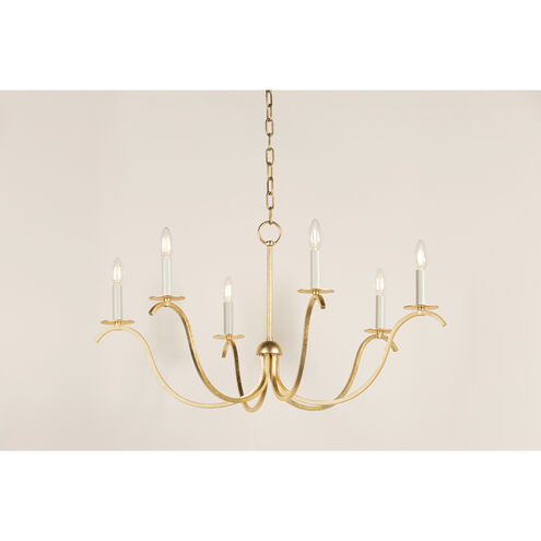 Jaclin 6 Light 34.5 inch Gold Leaf Chandelier Ceiling Light