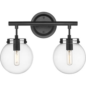 Auralume Span LED 15.38 inch Matte Black and Clear Bath Vanity Light Wall Light