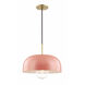 Avery 1 Light 14 inch Aged Brass Pendant Ceiling Light in Pink Metal
