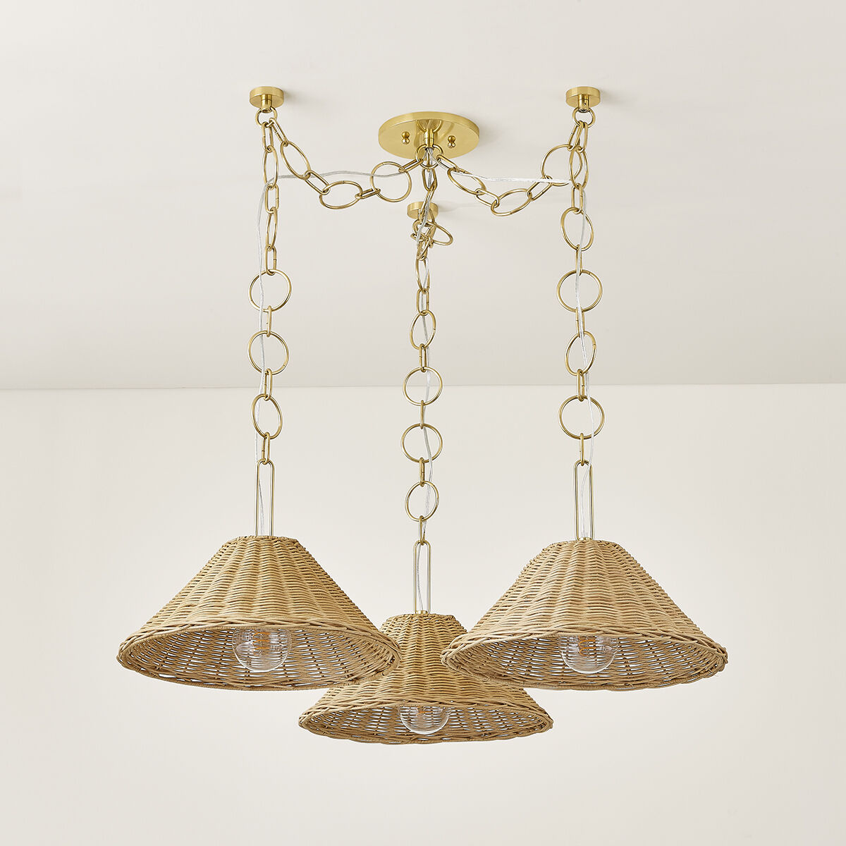 Dalia 3 Light 38.5 inch Aged Brass Chandelier Ceiling Light